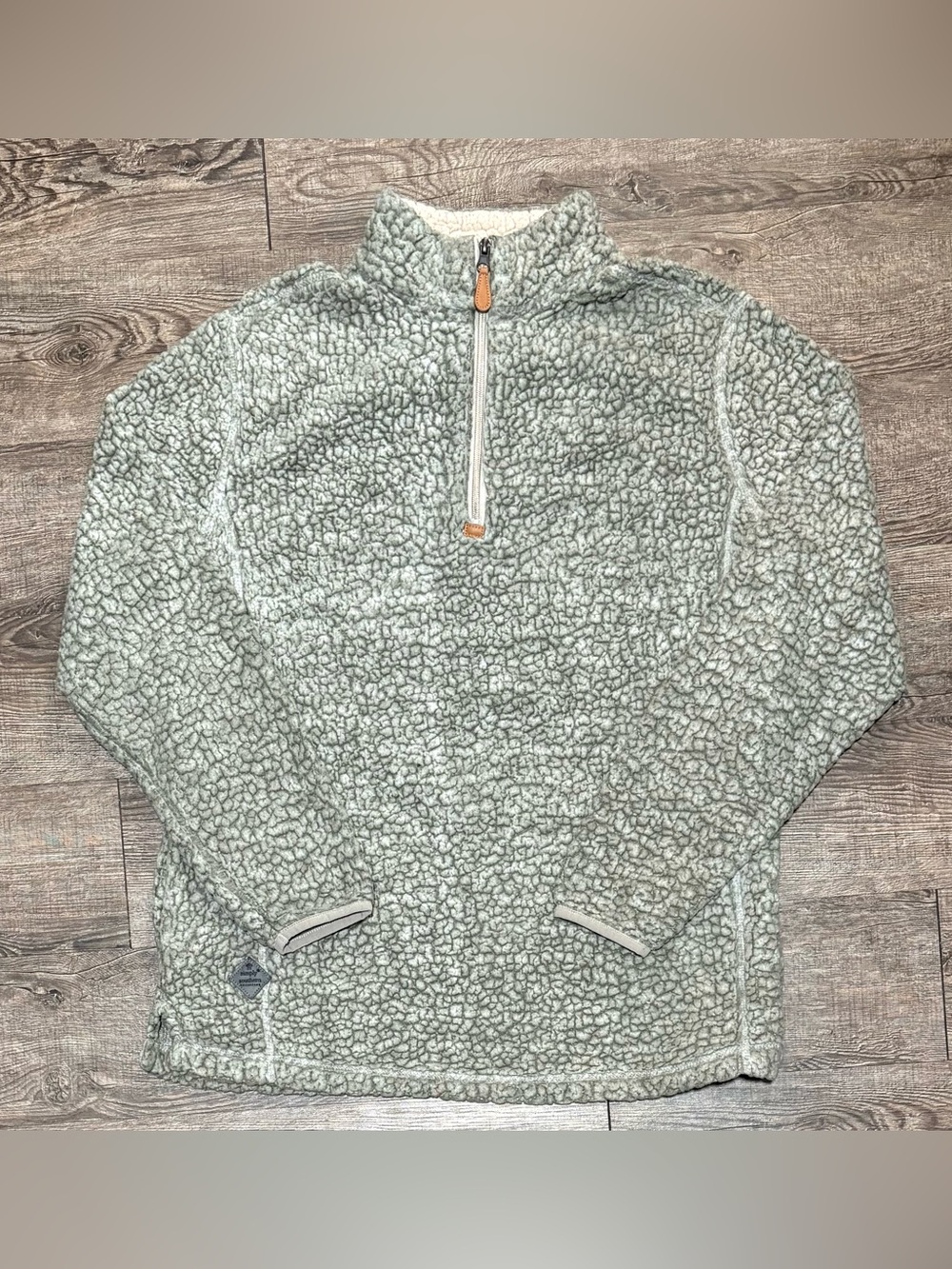 Simply Southern Sherpa like grey / green pullover 1/4 zip pullover pockets XXL